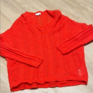 Claudie Pierlot Red V-Neck Wool Mohair Sweater Size 2